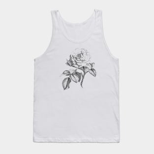 Rose Flower Black & White Illustration Tank Top